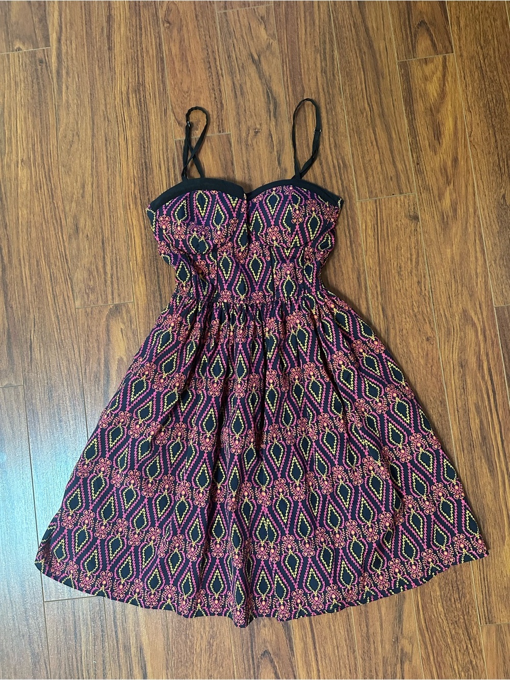 American Rag Strapless Pink and Black Patterned Dress